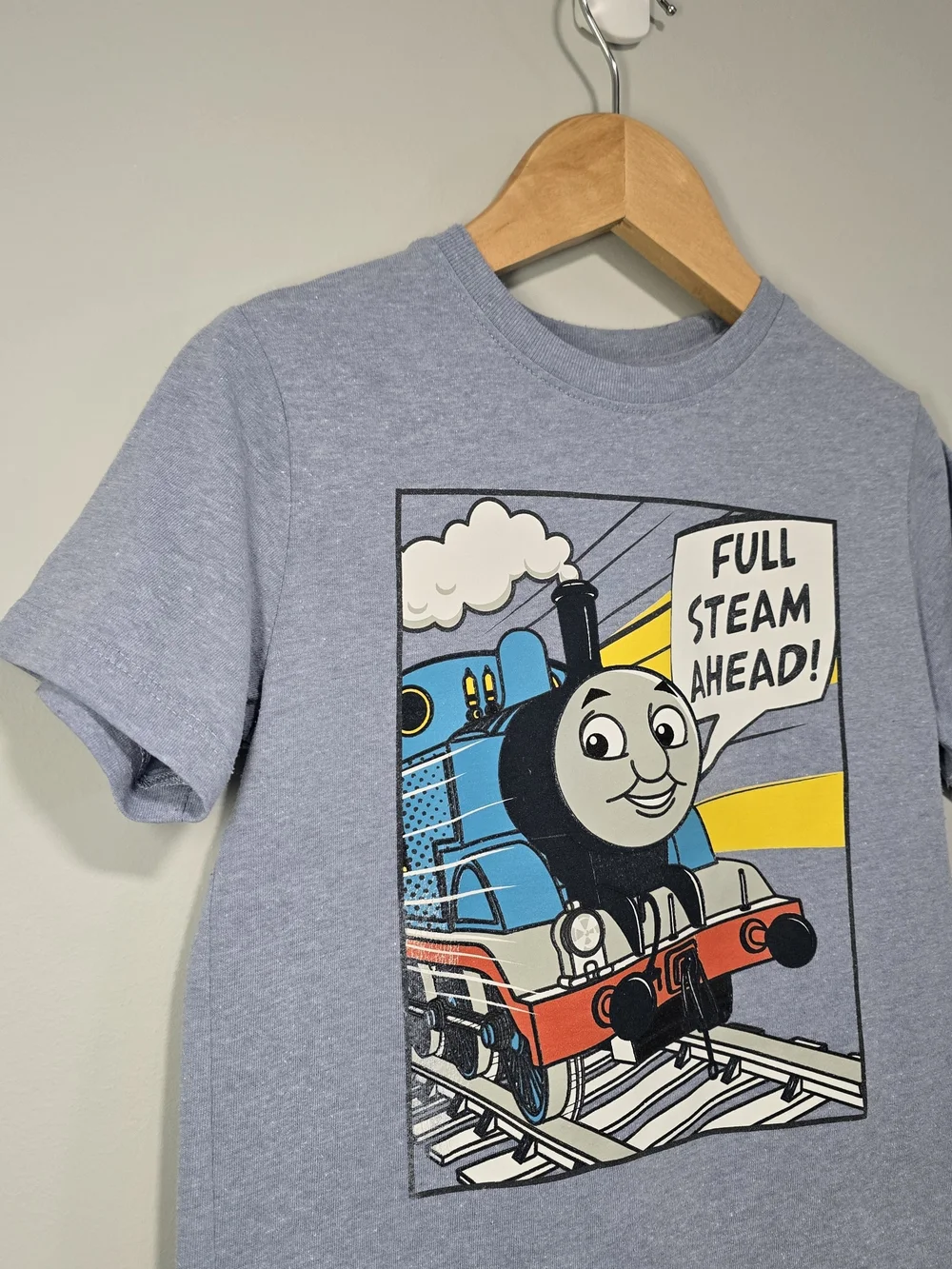 GAP Kids Light Blue Thomas & Friends 'Full Steam Ahead' Graphic T Vintage Style.